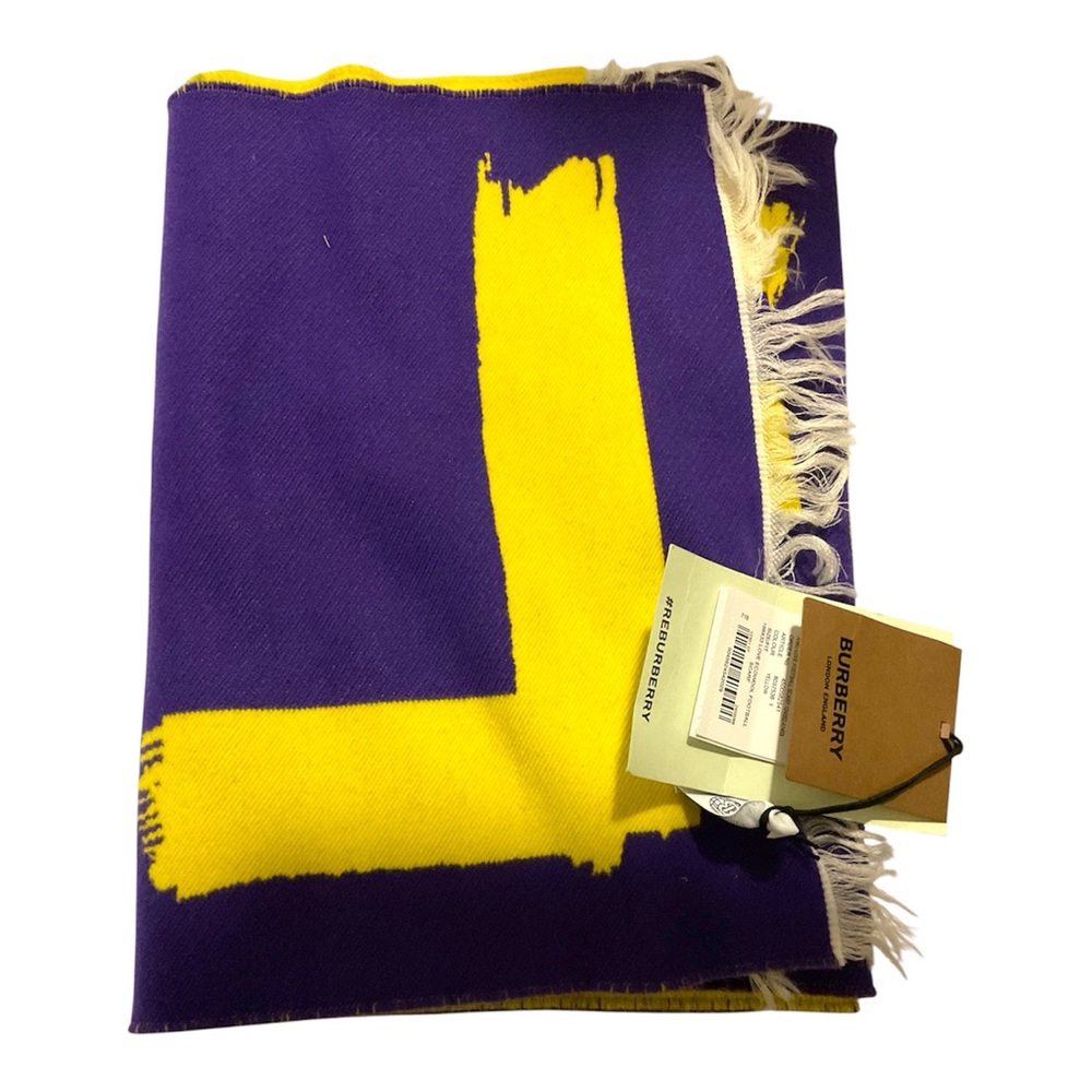 Burberry Bold Purple & Yellow London LOVE Scarf. Reversible. Brand New with Tags
